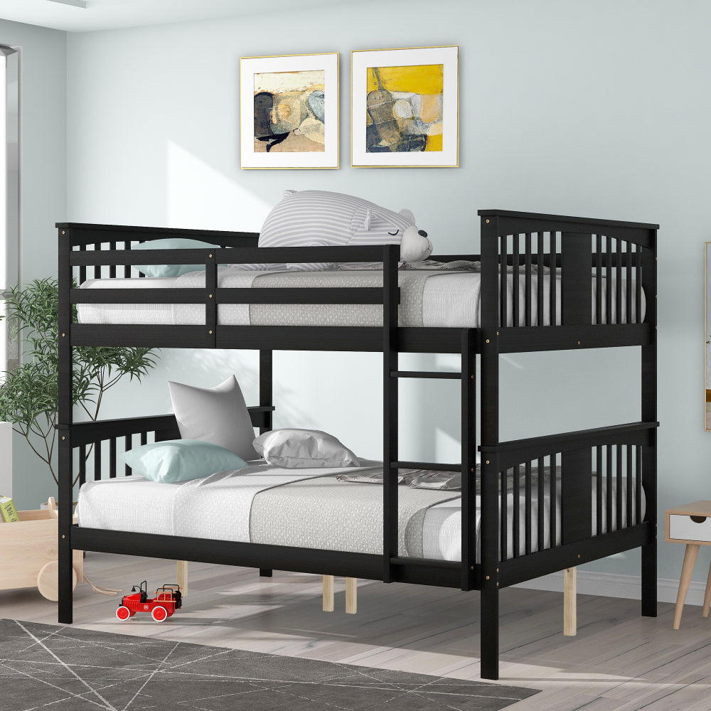 Full over Full Bunk Bed with Ladder for Bedroom, Guest Room Furniture-Gray(OLD SKU :LT000203AAE)