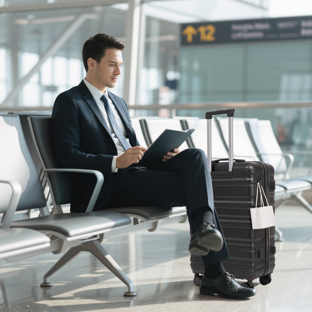HIFINE TOURIST 20"/24"/28" 3 pcs/set in ABS Spinner Wheel Luggage, Carry on Suitcase, Matching Color, Combination Lock (Dark Gray)