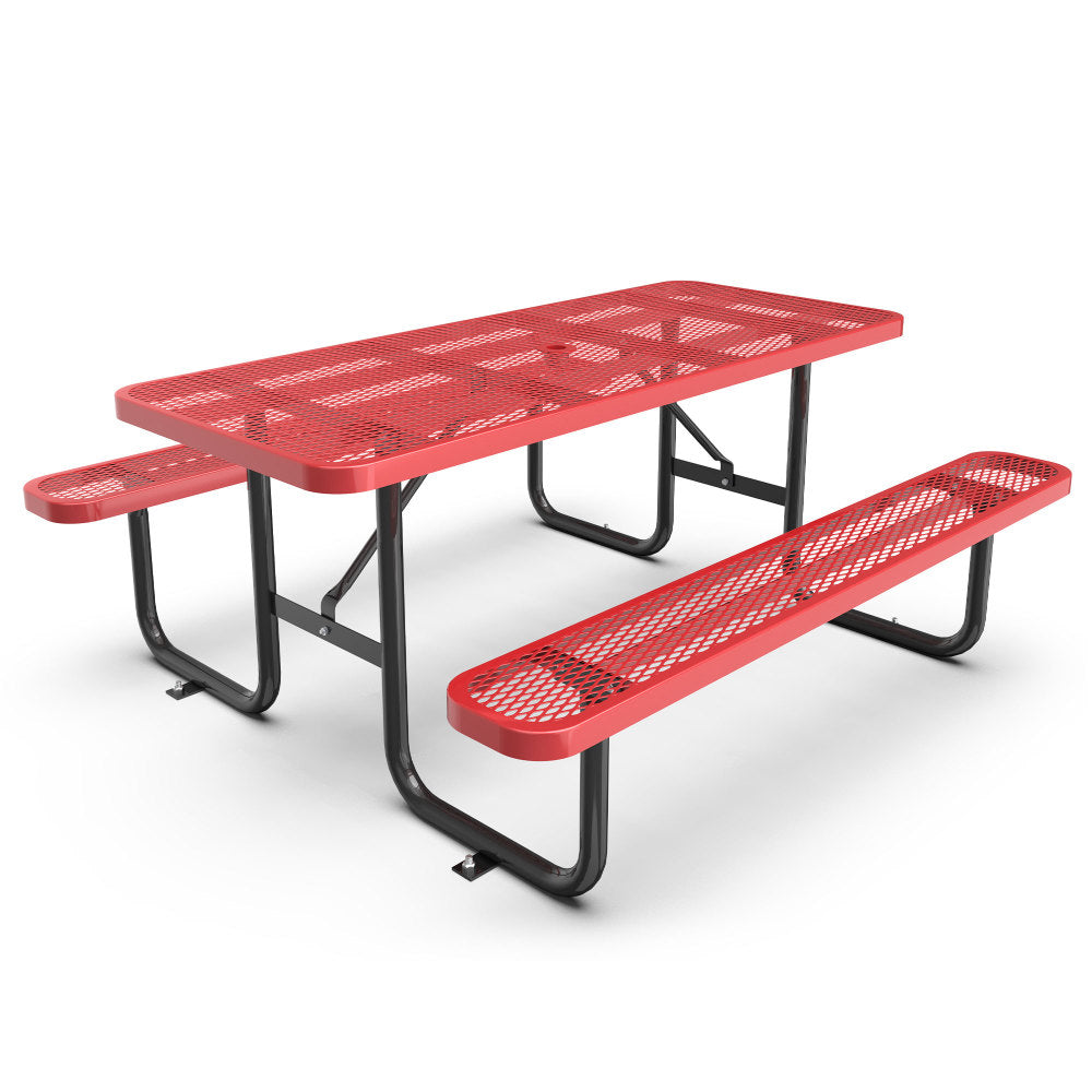 46-Inch Blue Square Picnic Table with Umbrella Hole