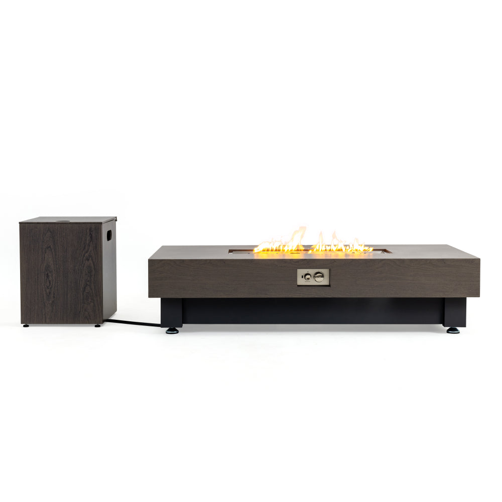 60-INCH FIRE PIT TABLE,Wood Outdoor Gas Fire Pit Table with Rain cover,Rectangular Heater for Patio, Backyard, Deck, Outdoor Modern Patio Fire Pit