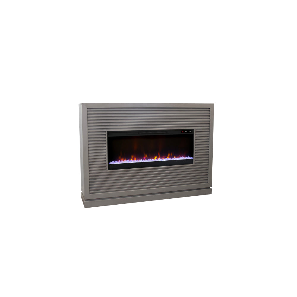 Riviera 64 inch Fireplace Mantel, Minimal Assembly, Solid Wood, Sandstone Finish