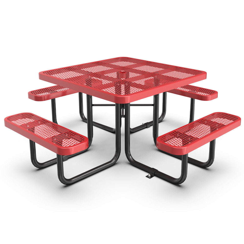 46-Inch Blue Square Picnic Table with Umbrella Hole