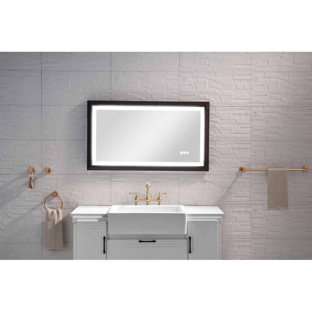 72 x 48 Inch LED Bathroom Mirror with Aluminum Frame, Wall Mounted Vanity Mirror, Anti-Fog, Memory, 3 Colors, Stepless Dimmable