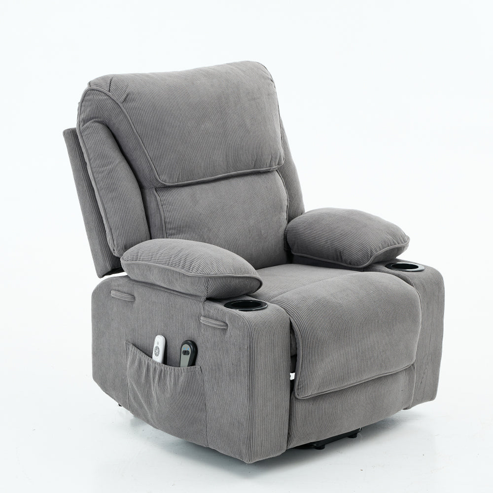 Black PU Remote-Controlled Heating and Massage Assistive Recliner for SeniorsI