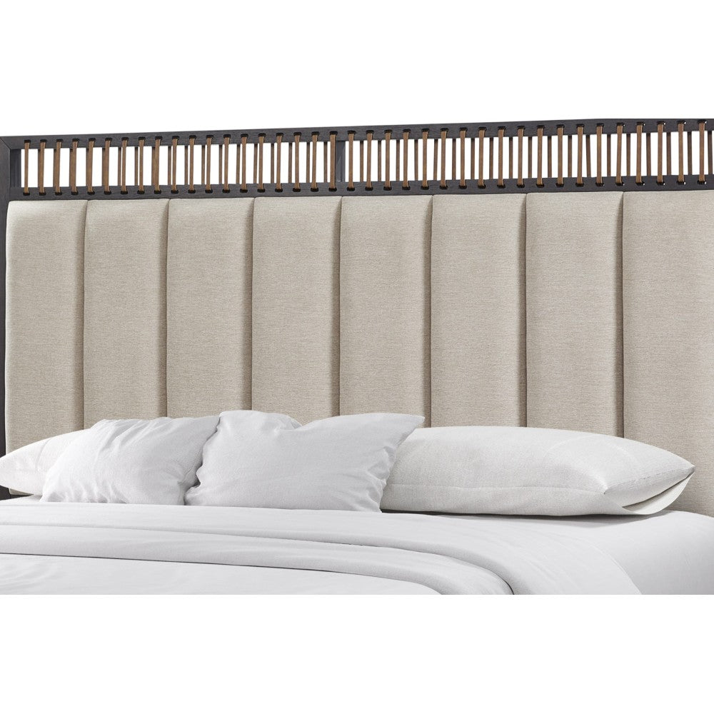 Queen Upholstered & Strap Panel Bed - Peppercorn