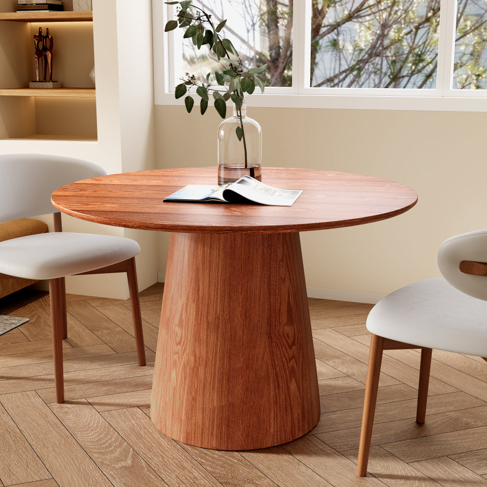 43" Round Black Wood Small Dining Table with Solid Wood Tabletop For 2-4 People