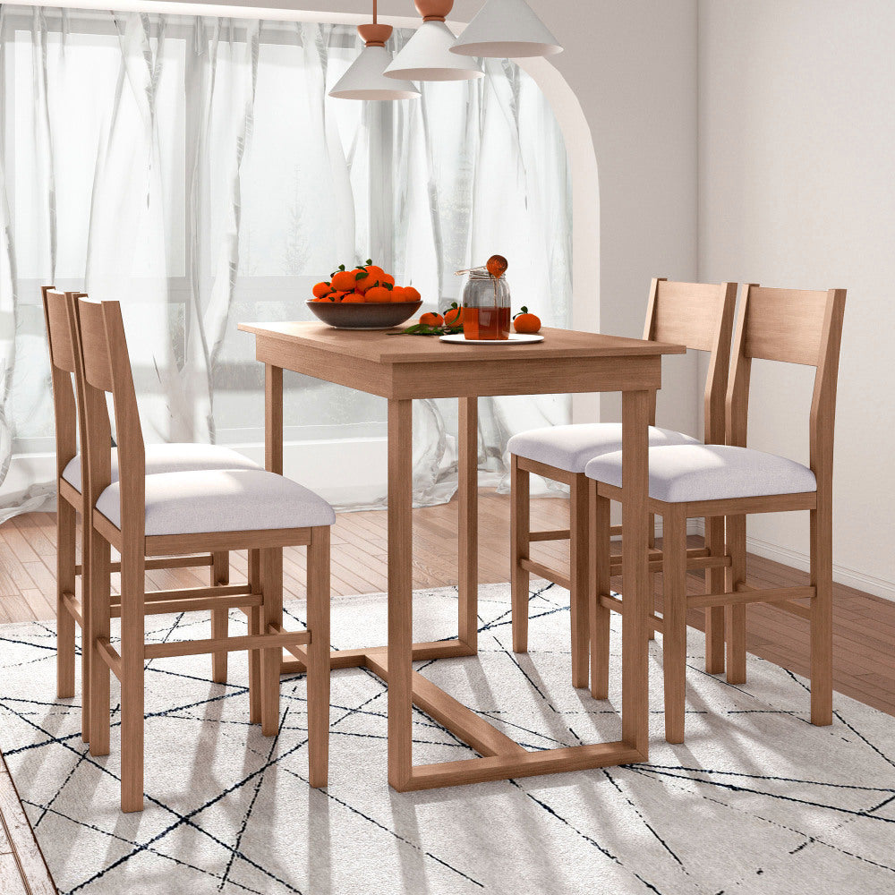 TOPMAX Farmhouse Counter Height 5-Piece Dining Table Set with 1 Rectangular Dining Table and 4 Dining Chairs for Small Places,Gray (old sku: SP000230AAE)