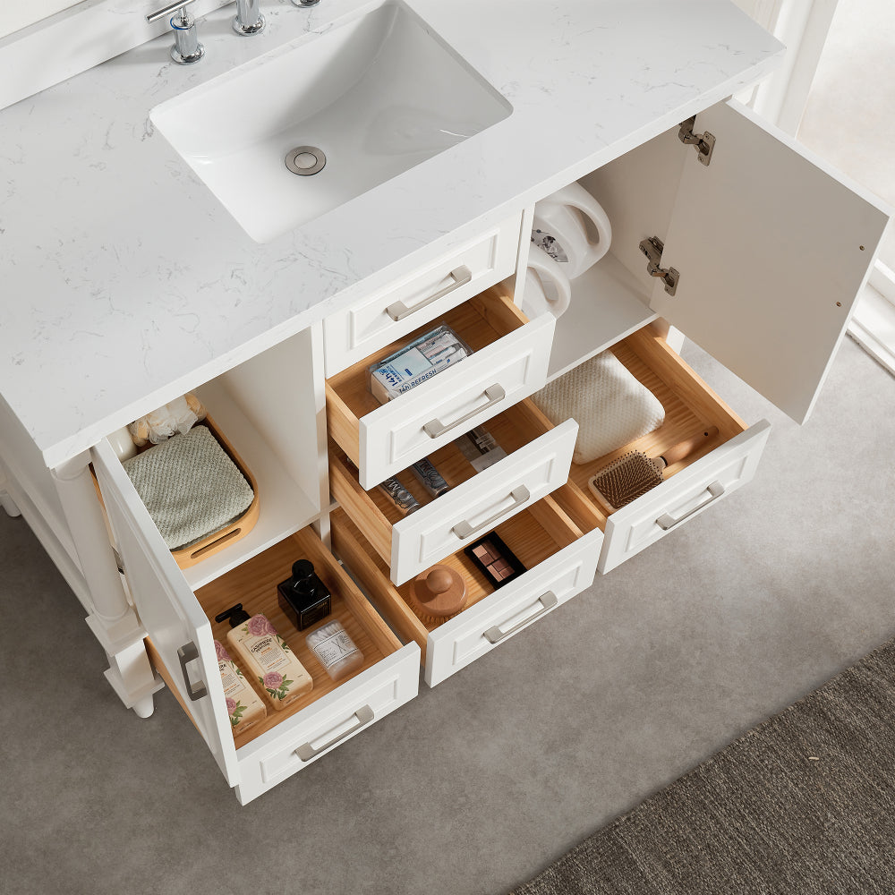 Fully Assembled 48'' Freestanding Single Bathroom Vanity with 2 Free Handle Sets