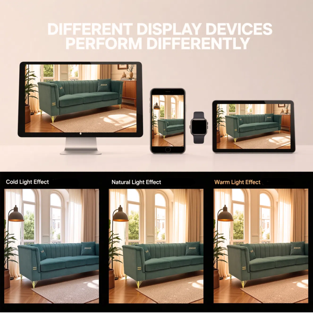 FX-P82-2PC SOFA -GR3 Green Velvet Sofa Set of 2, Two Modern 3-Seater Sofas with Plush Cushions & Gold-Tone Metal Legs Stylish Living Room Couch Set for Homes, Apartments, and Guest Areas