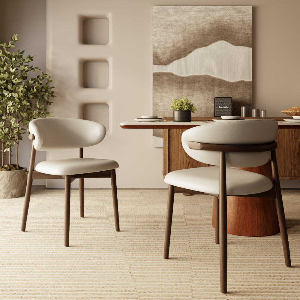 Leather Upholstered Dining Chairs Set Of 2, Armless Side Chair With Backrest - Black & White