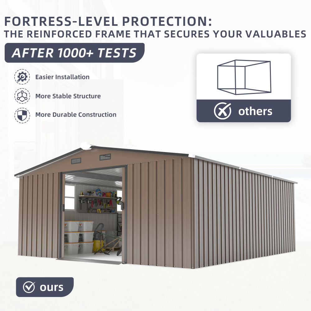 Campcraft 10*12ft 0.25mm color steel plate, surface protective film, Two daylight Windows, A practical and thoughtful gift,two colors can be freely selected storage sheds