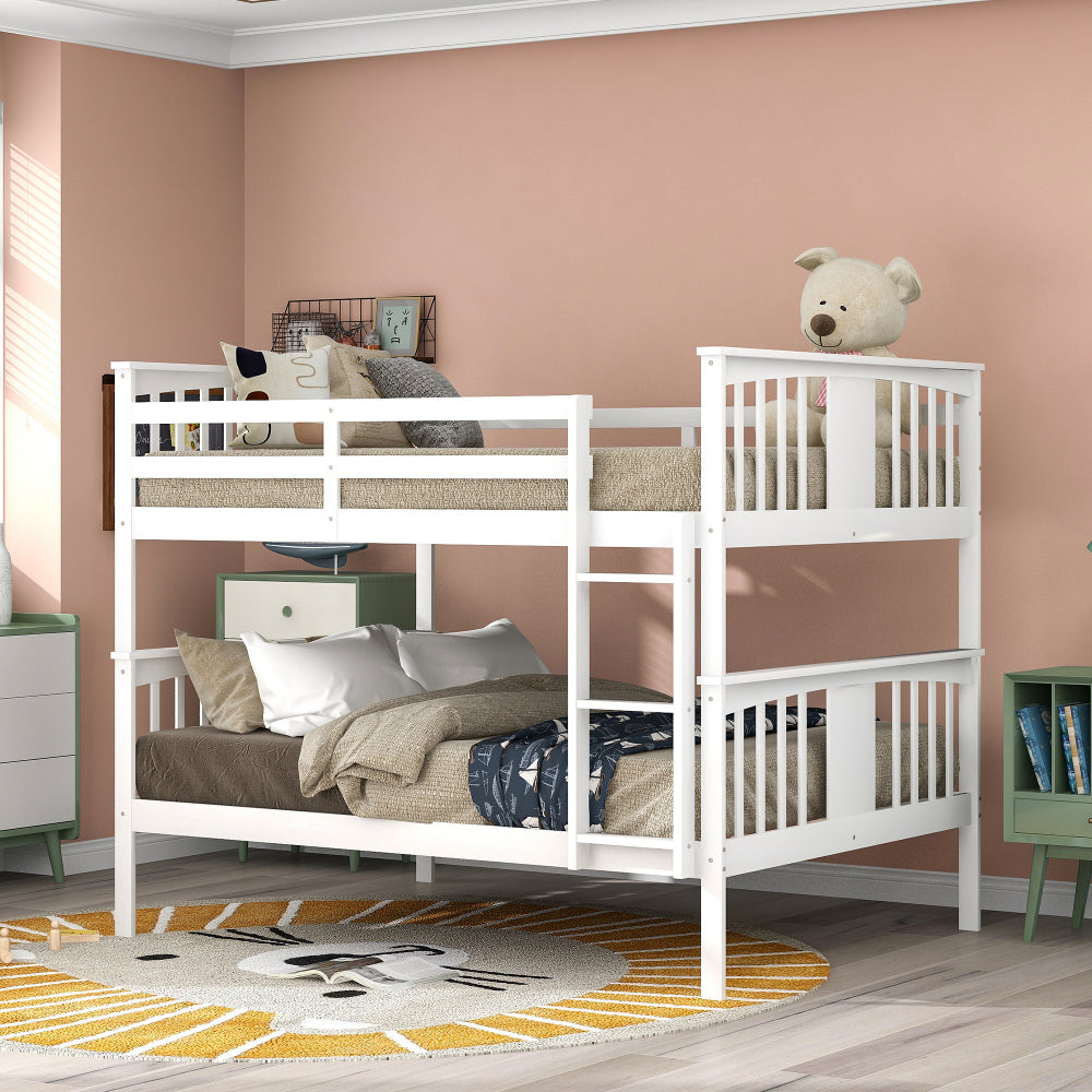 Full over Full Bunk Bed with Ladder for Bedroom, Guest Room Furniture-Gray(OLD SKU :LT000203AAE)