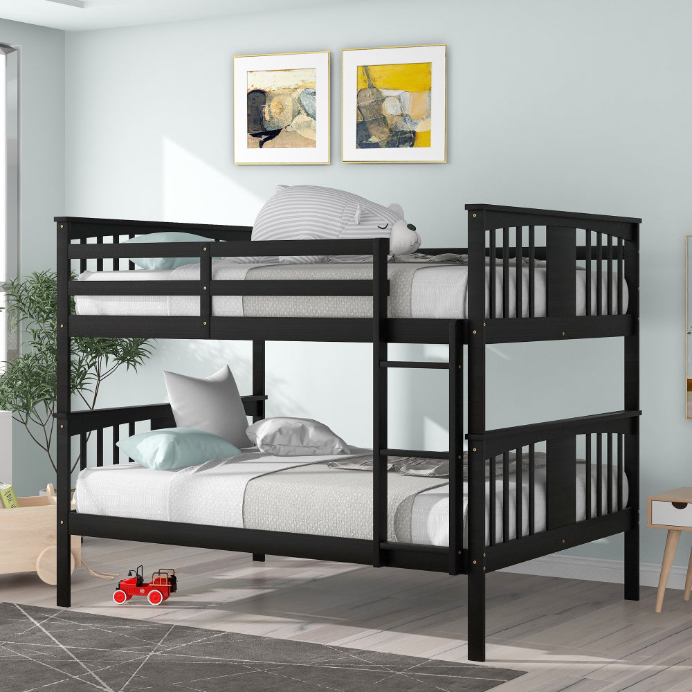 Full over Full Bunk Bed with Ladder for Bedroom, Guest Room Furniture-Gray(OLD SKU :LT000203AAE)
