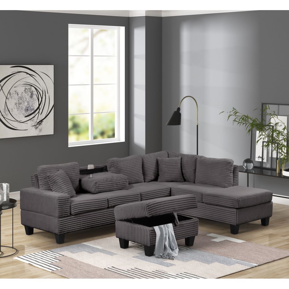 Cozy Modern Style Recliner Sectional Sofa Made With Wood in Black