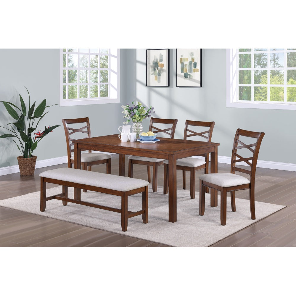 Dining Room Furniture 5pcs Set Charcoal Dining Table 4x Side Chairs Rubberwood Cross Back Design Chair Wooden Top
