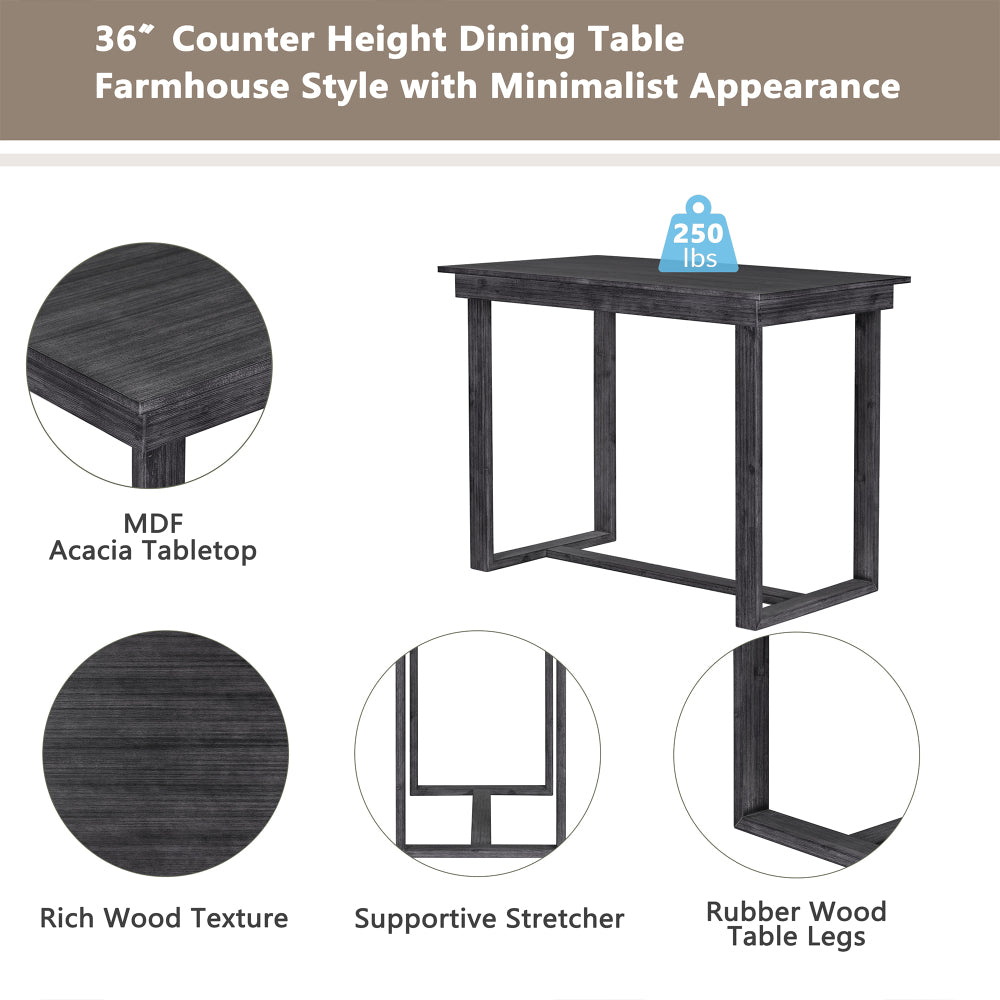 TOPMAX Farmhouse Counter Height 5-Piece Dining Table Set with 1 Rectangular Dining Table and 4 Dining Chairs for Small Places,Gray (old sku: SP000230AAE)