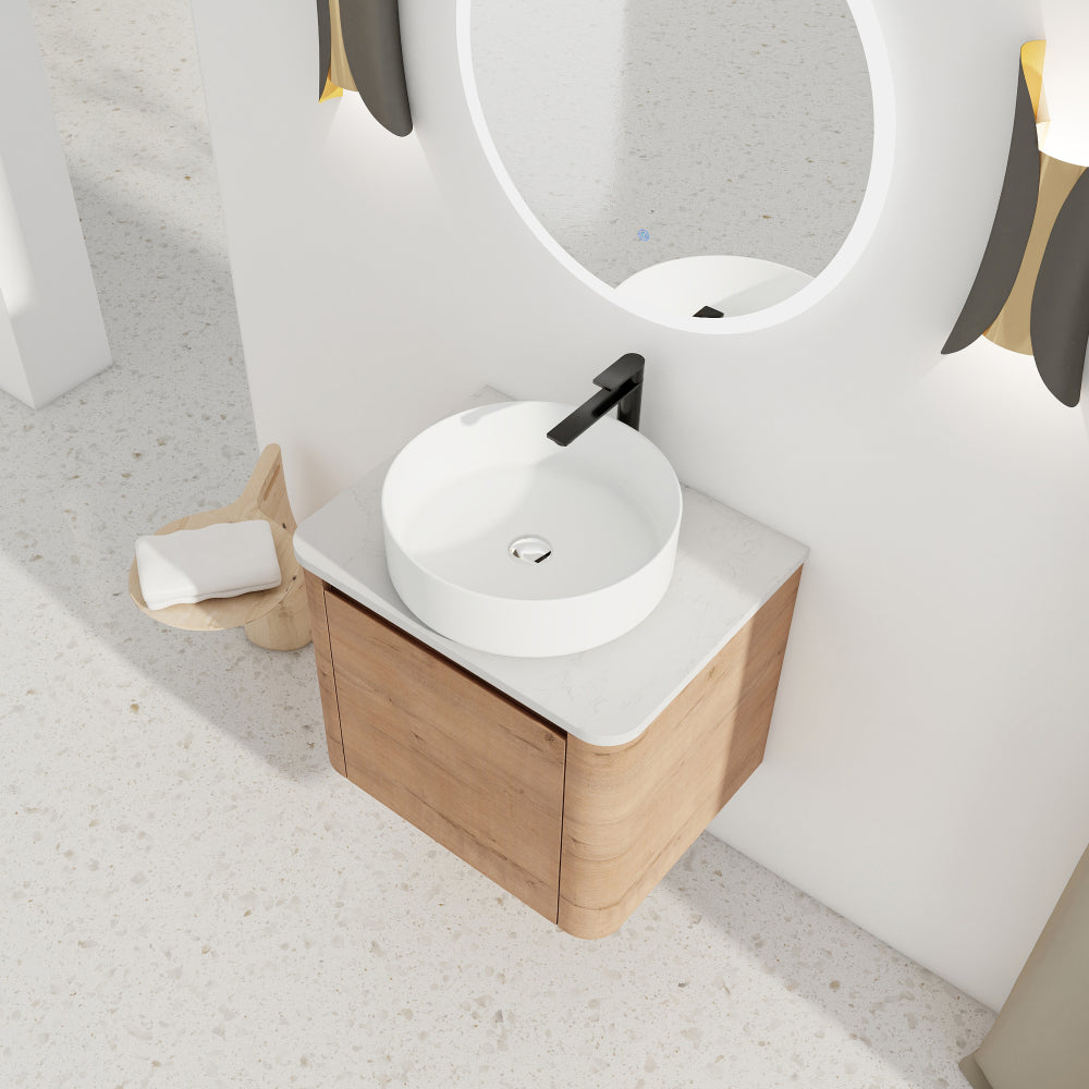 42'' Wall-Mounted Bathroom Vanity With Ceramic Art Sink, and 1-Storage Shelves, 2-Soft-Close Door, KD-Packing, Plywood