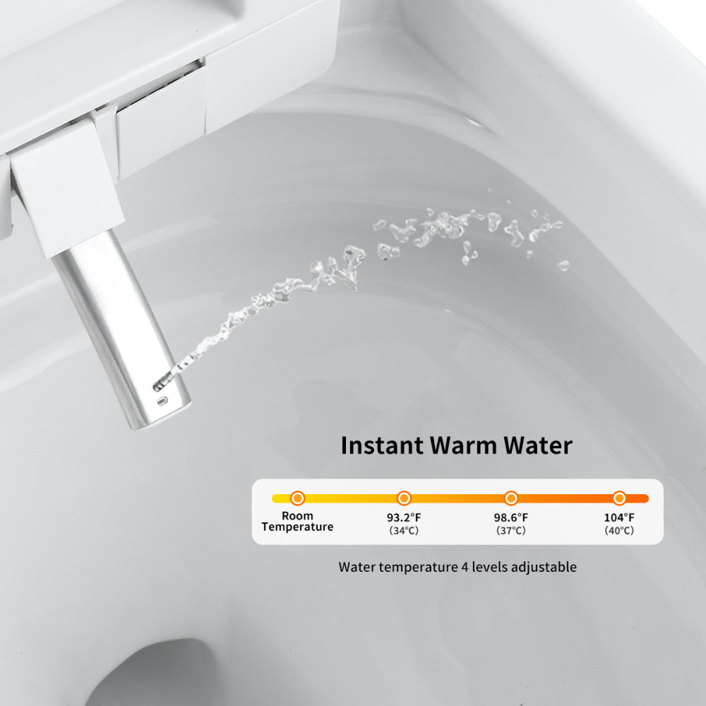 Smart Toilet with Bidet Seat Built-in,Auto Open/Close Seat, Foot Sensor, LED Display,Night Light, Warm Water & Dryer,Revolving lamp,Side Knob With Multiple Controls