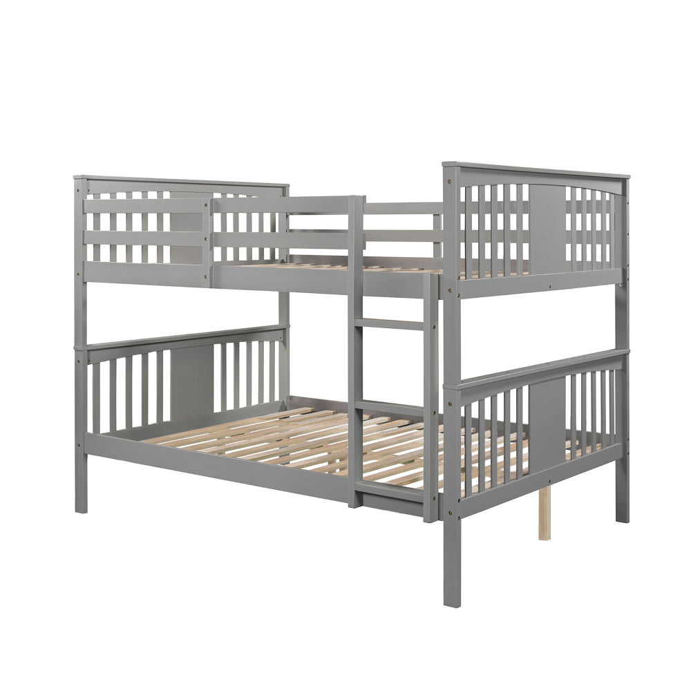 Full over Full Bunk Bed with Ladder for Bedroom, Guest Room Furniture-Gray(OLD SKU :LT000203AAE)