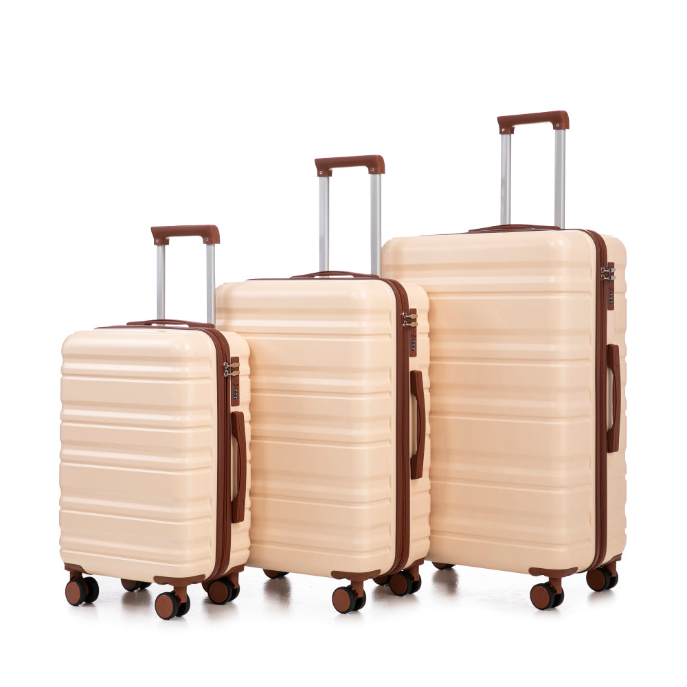 HIFINE TOURIST 20"/24"/28" 3 pcs/set in ABS Spinner Wheel Luggage, Carry on Suitcase, Matching Color, Combination Lock (Dark Gray)