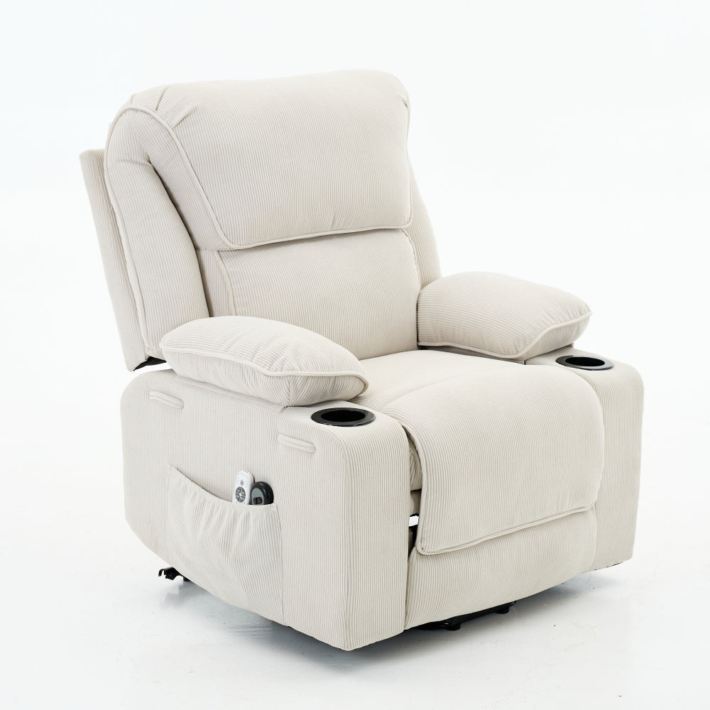 Black PU Remote-Controlled Heating and Massage Assistive Recliner for SeniorsI