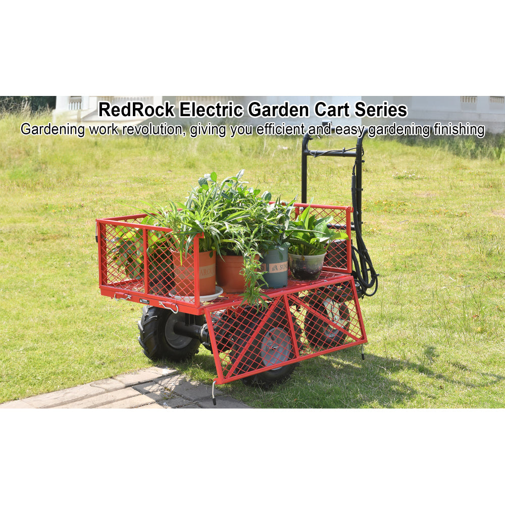 Wheelbarrow Utility Cart Electric Powered Cart 48V28Ah 500W Capacity 500lbs (230kg) Material Hauler 1000lbs Towing