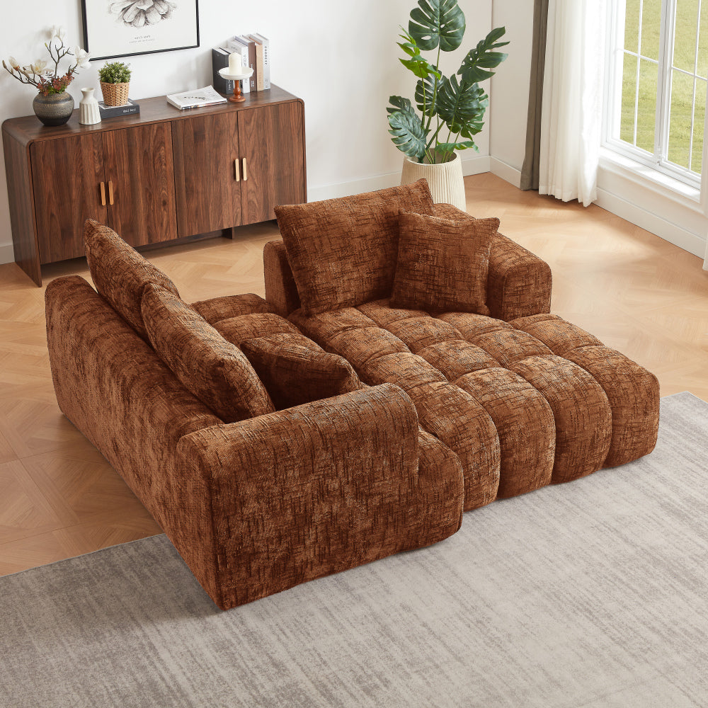 Chenille L-Shape Luxury Sectional Oversized Sofa,Mnimalist Design,Comfy Sleeper Couch for Living Room,Apartment&Reception Spaces,No Assembly Required