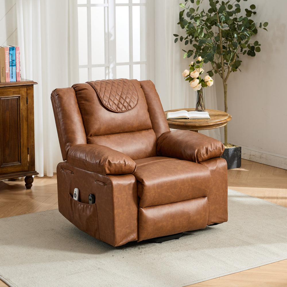 Black PU Remote-Controlled Heating and Massage Assistive Recliner for SeniorsI