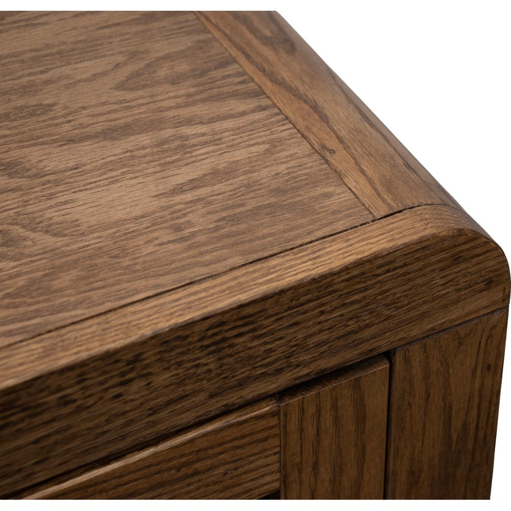 Haven 82 inch TV Stand with Glass Doors, for TVs up to 90 inches, No Assembly Required, Oak Bourbon Finish