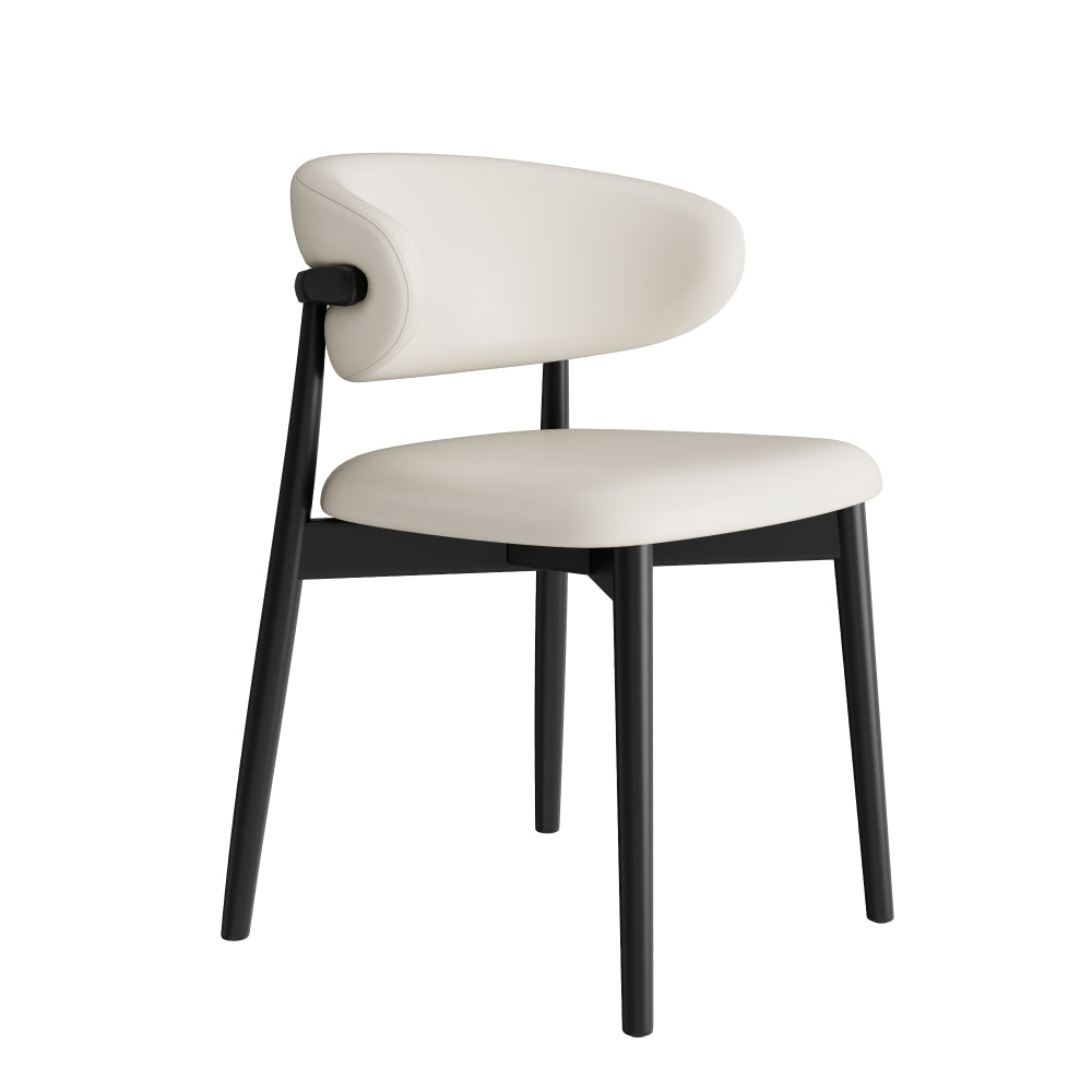 Leather Upholstered Dining Chairs Set Of 2, Armless Side Chair With Backrest - Black & White