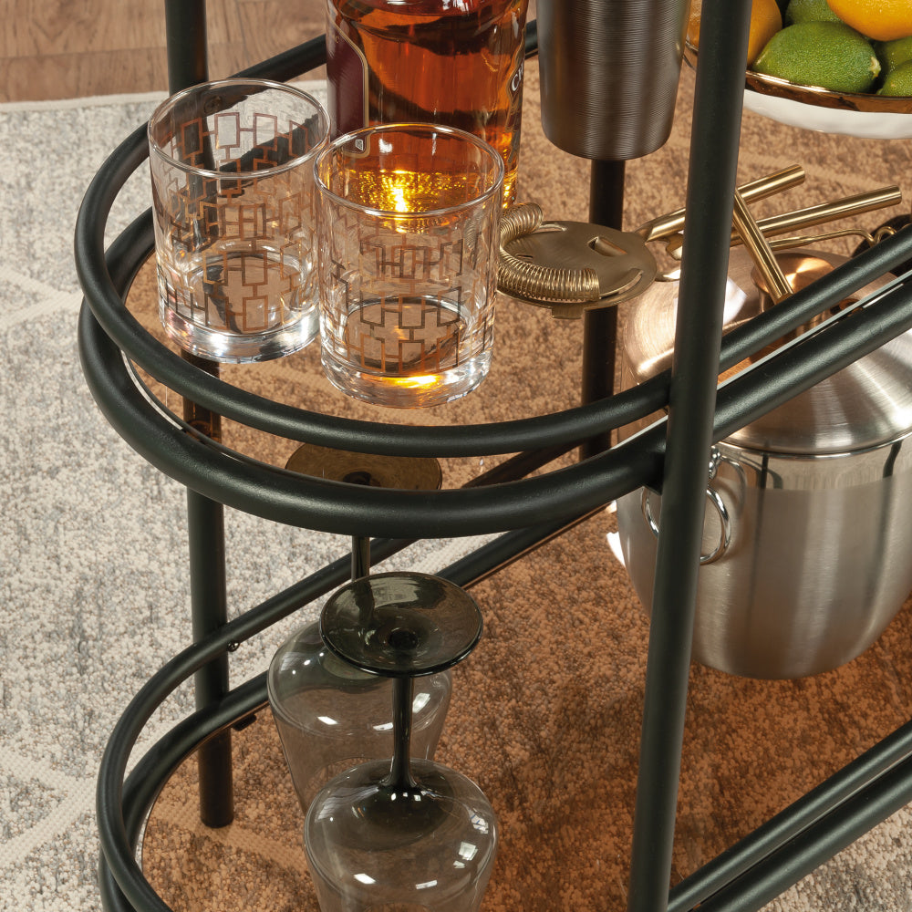 Coral Cape Modern Metal Bar Cart Black