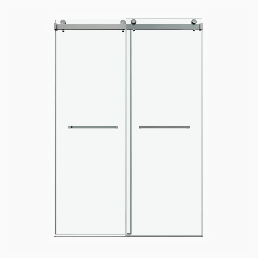 60*72" Frameless Double Sliding Shower Door, Double Shower Door, 3/8″ (10mm) SGCC Tempered Glass, Stainless Steel Gold