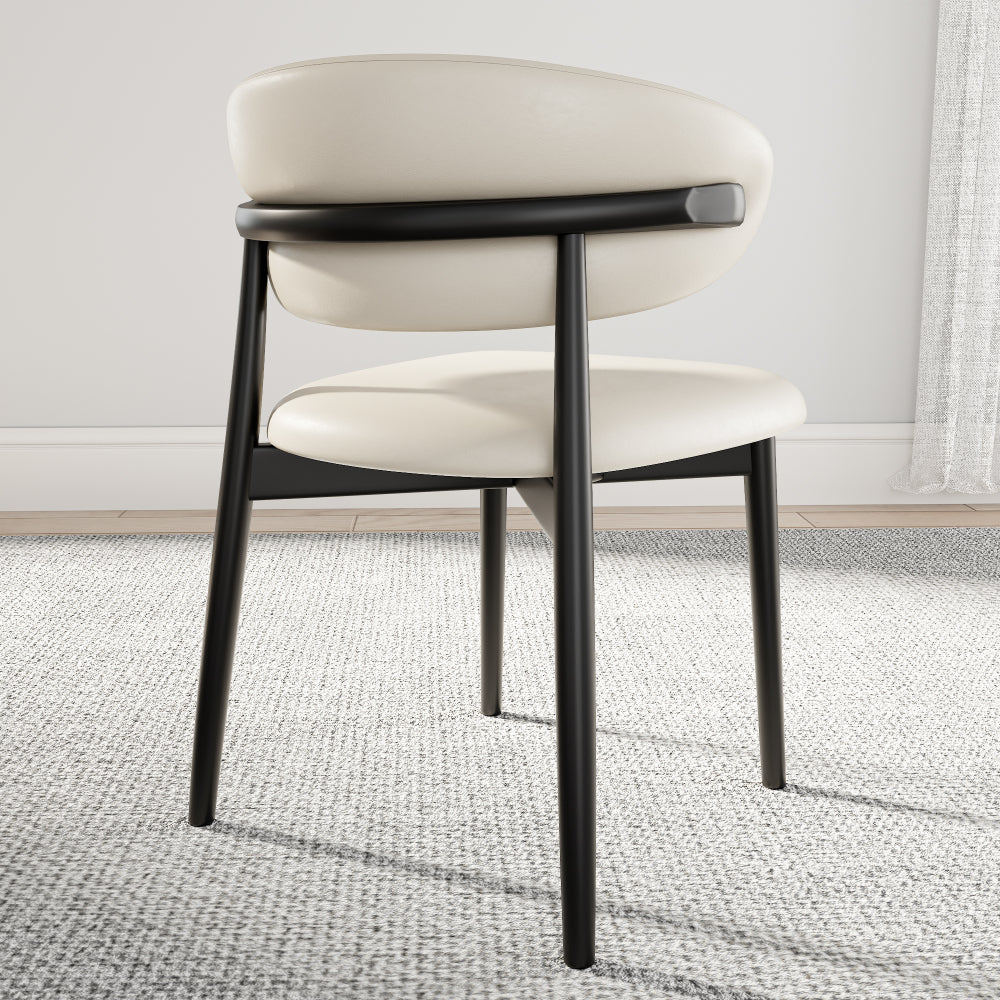 Leather Upholstered Dining Chairs Set Of 2, Armless Side Chair With Backrest - Black & White