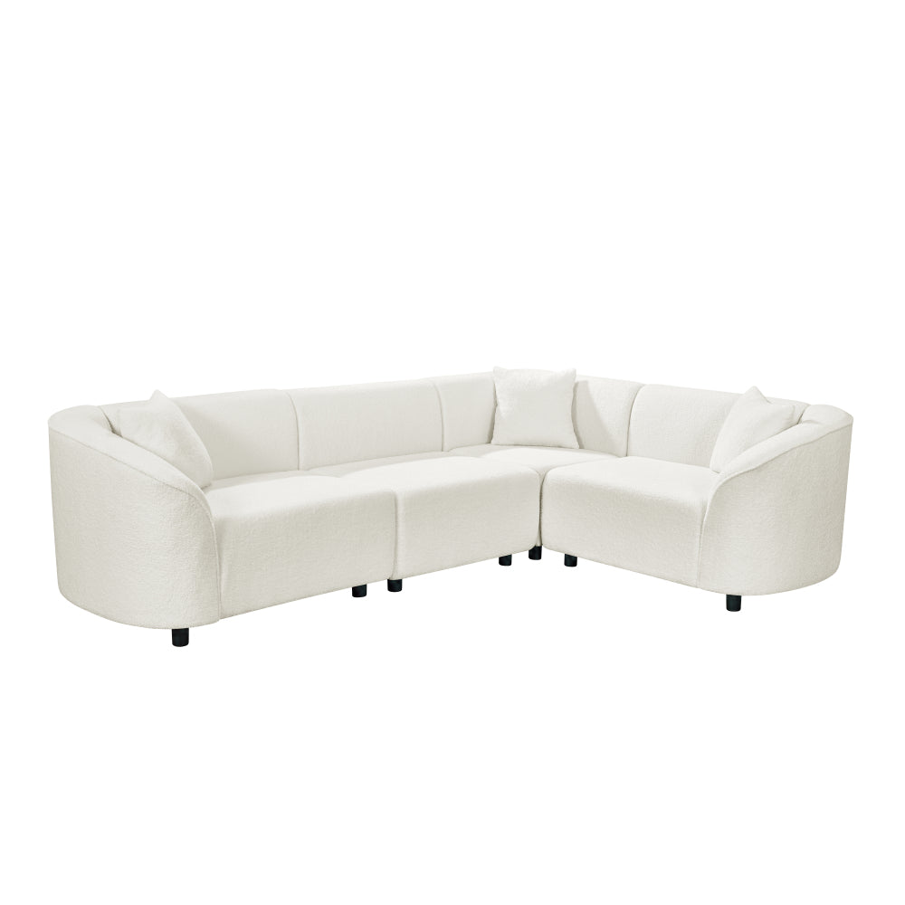 104" L-Shaped Curved Contemporary Sectional Sofa in Beige: Plush 4-Seater, Sculptural Design & Premium Bouclé Upholstery – Modern Luxury for Spacious Living