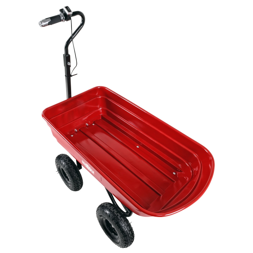 Four-wheeled electric cart 24V 180W lead-acid battery 264 lbs (120 kg) electric one-wheeled wheelbarrow 75L electric garden cart plastic pot capacity 2.6 cu.ft. wheelbarrow electric wheelbarrow