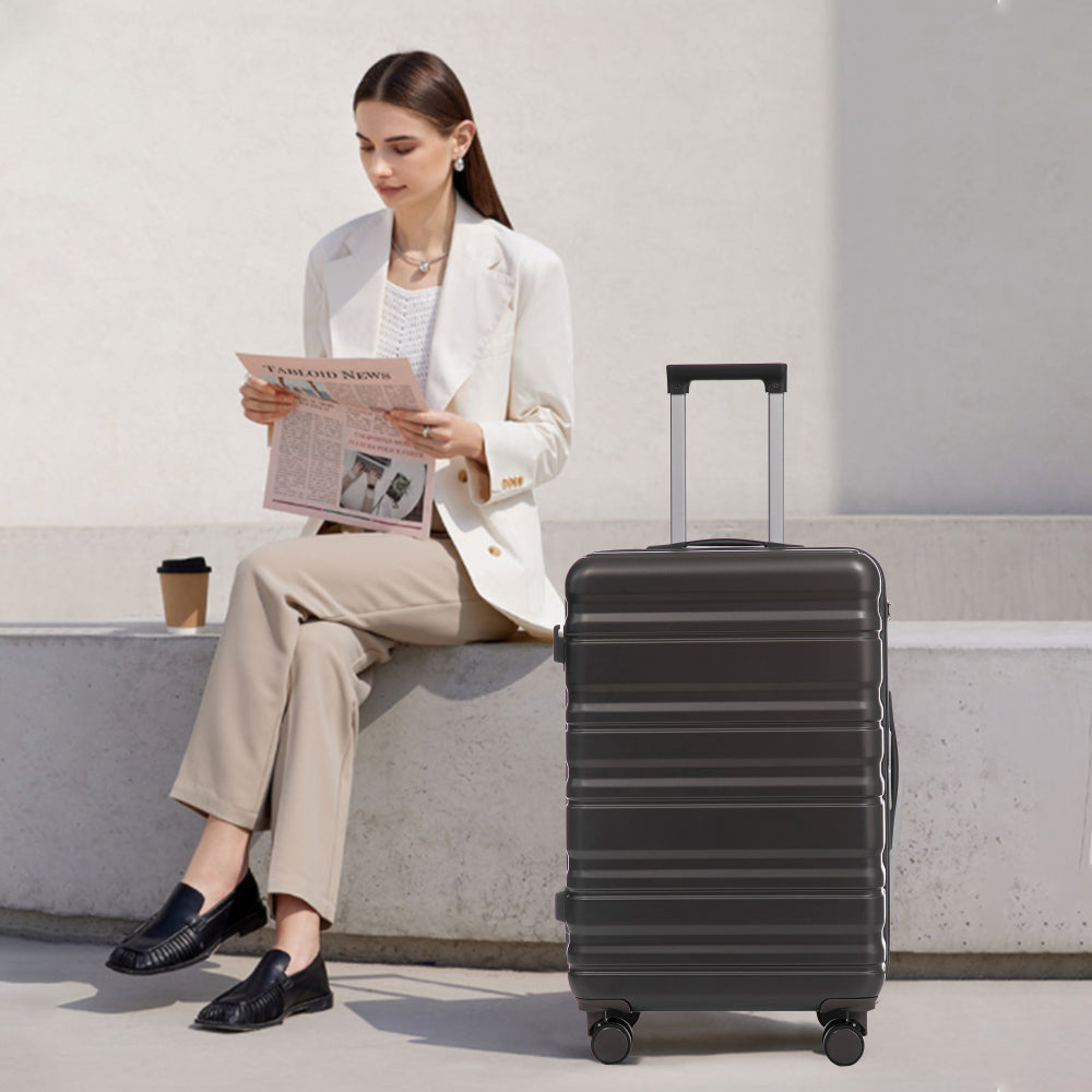 HIFINE TOURIST 20"/24"/28" 3 pcs/set in ABS Spinner Wheel Luggage, Carry on Suitcase, Matching Color, Combination Lock (Dark Gray)