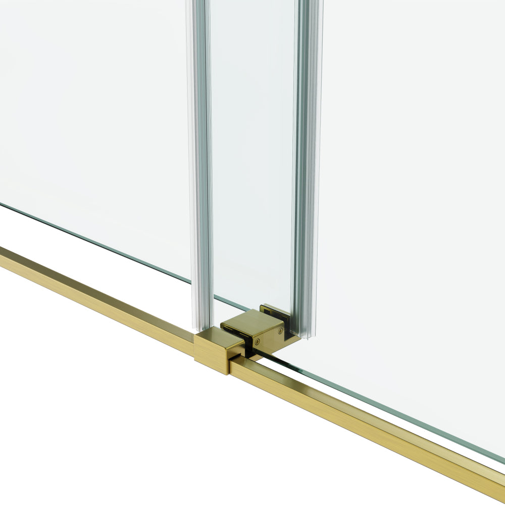 60*72" Frameless Double Sliding Shower Door, Double Shower Door, 3/8″ (10mm) SGCC Tempered Glass, Stainless Steel Gold