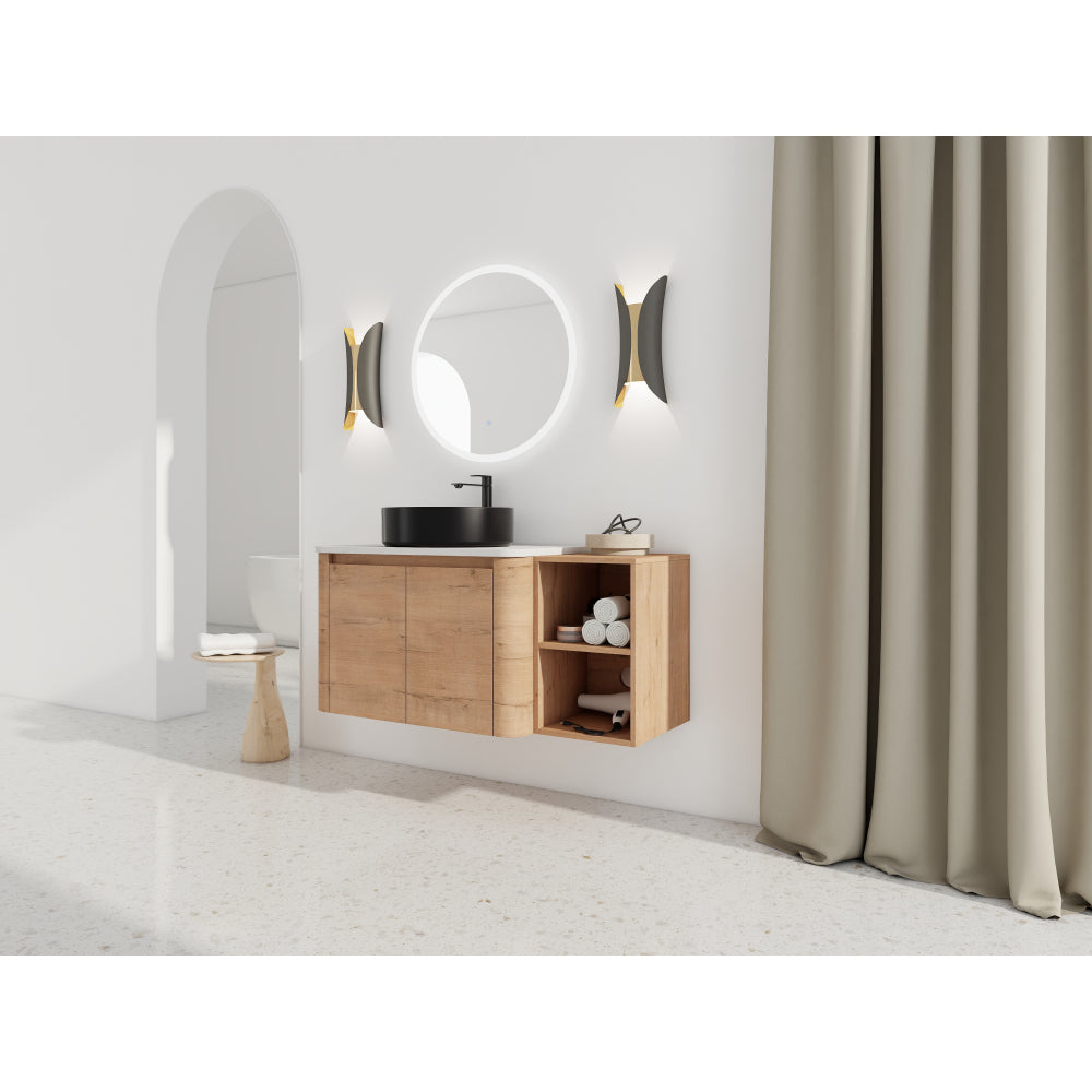 42'' Wall-Mounted Bathroom Vanity With Ceramic Art Sink, and 1-Storage Shelves, 2-Soft-Close Door, KD-Packing, Plywood
