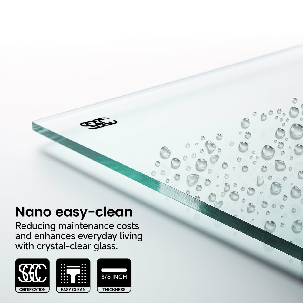 60*72" Frameless Double Sliding Shower Door, Double Shower Door, 3/8″ (10mm) SGCC Tempered Glass, Stainless Steel Gold