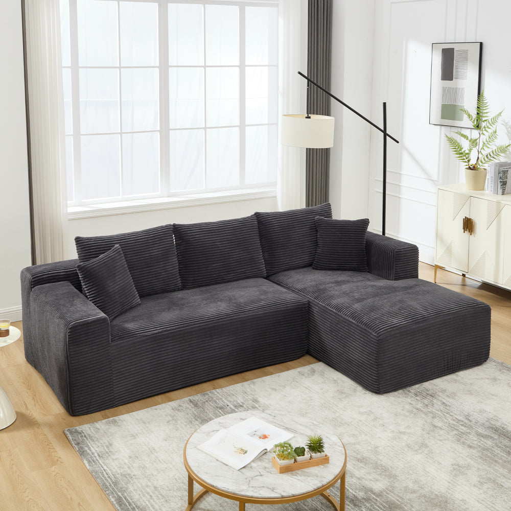 Modular Sectional Sofa Couches L-Shape Couch 3 Seat Modular Sofa Memory Foam Sectional Couches for Living Room, Cloud Couch with Oversized Chaise (Beige, Stripe (Left Facing Chaise))