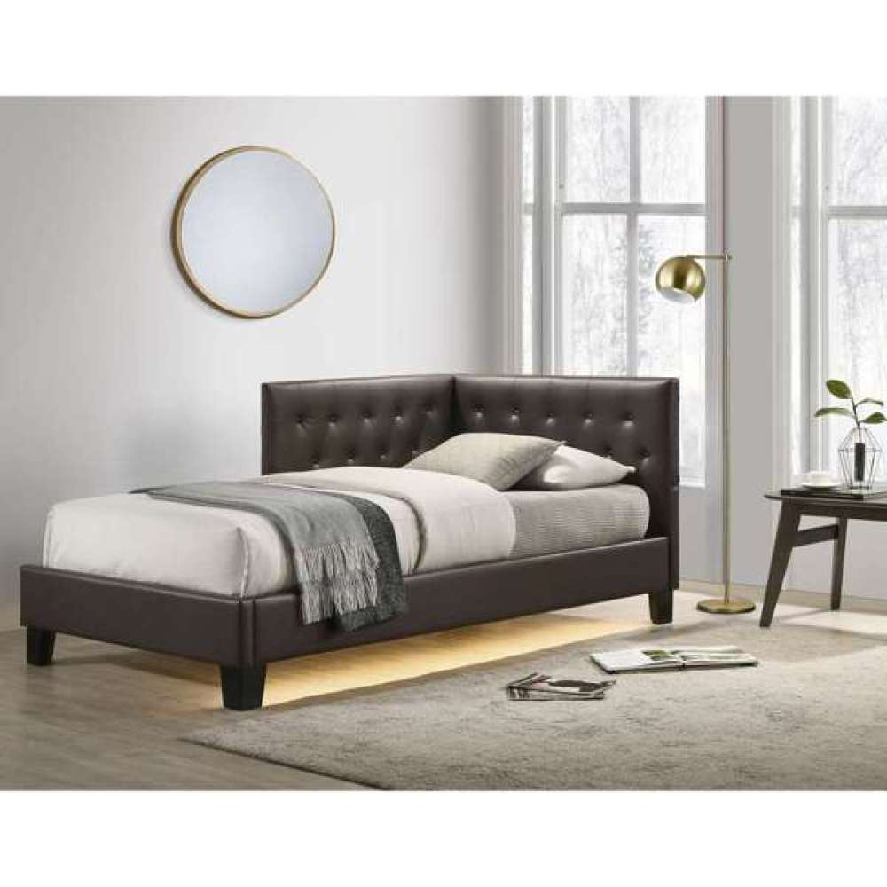 Julesburg Corner Full Bed in Brown PU