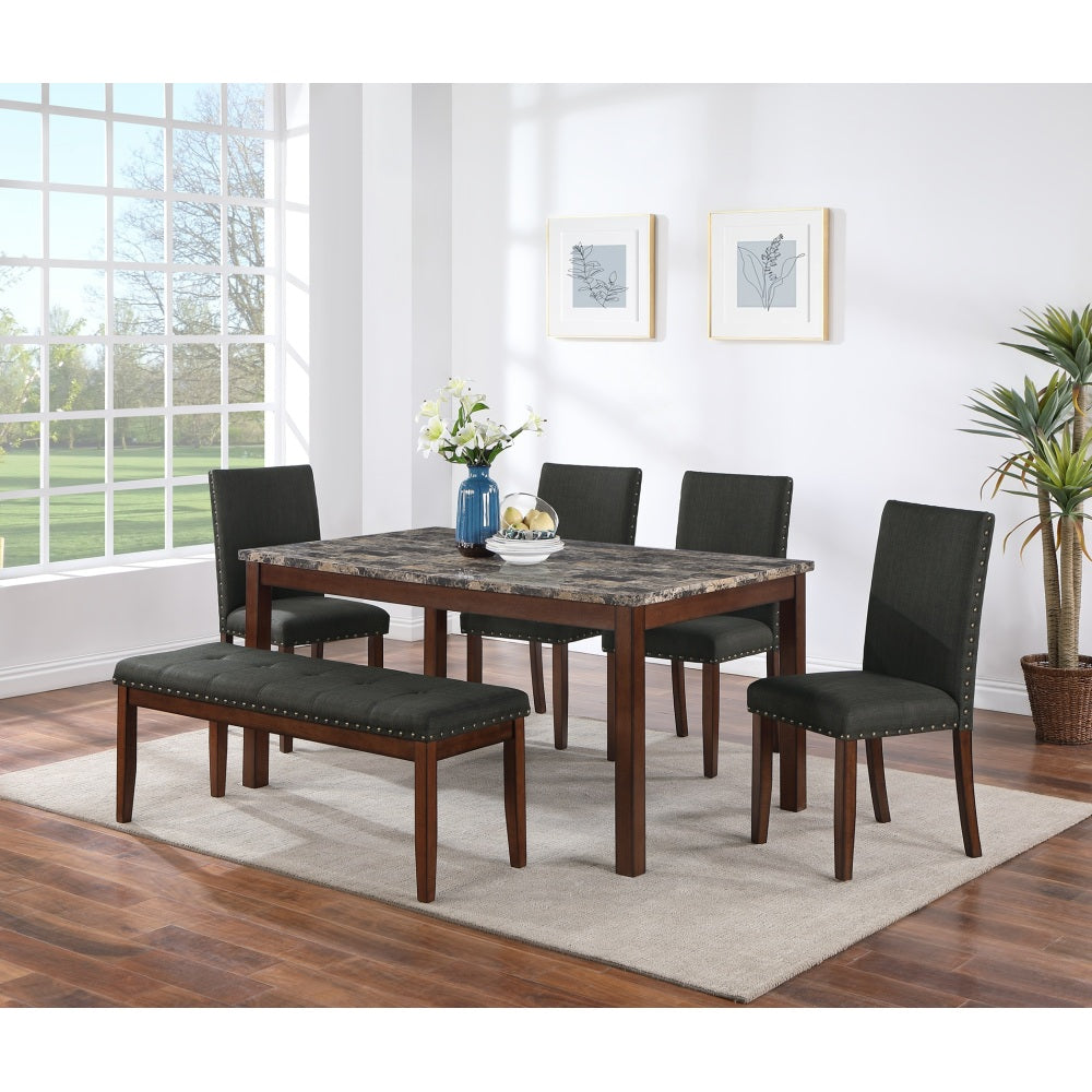 Dining Room Furniture 5pcs Set Charcoal Dining Table 4x Side Chairs Rubberwood Cross Back Design Chair Wooden Top
