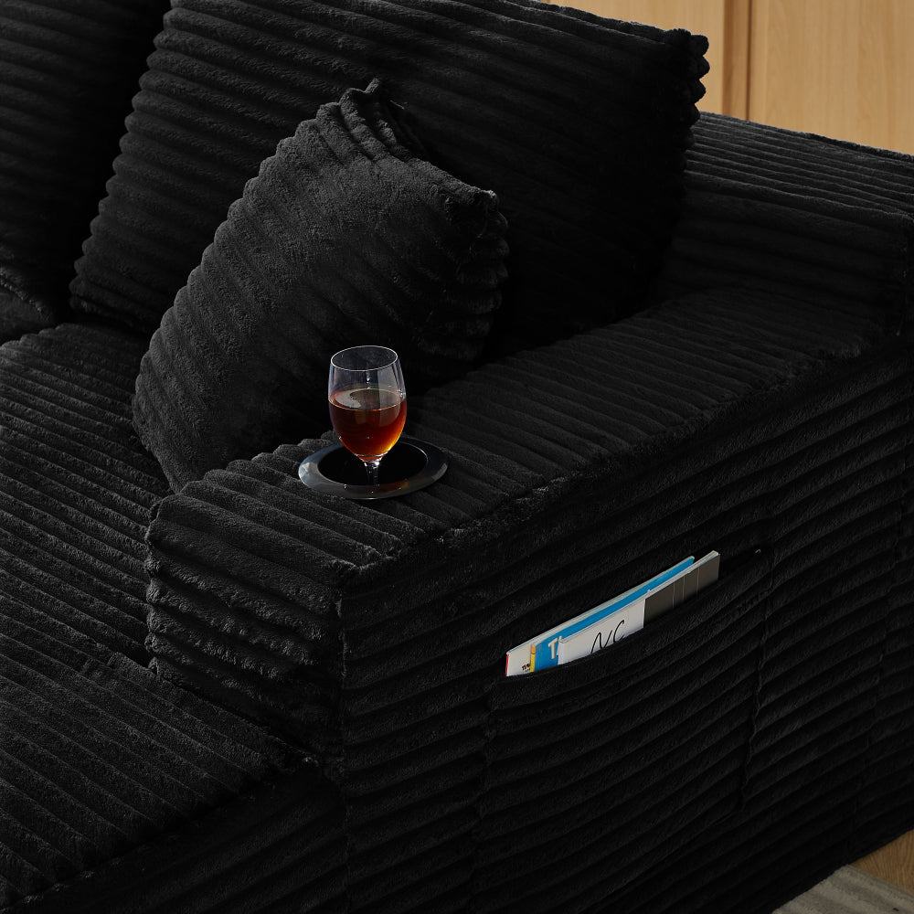 Compressible U-Shaped Sectional Sofa Set,Minimalist Style Modular Sectional Sofa, Corduroy Fabric Cloud Couch for Living Room