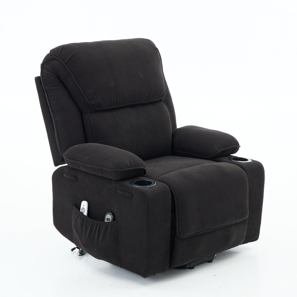 Black PU Remote-Controlled Heating and Massage Assistive Recliner for SeniorsI