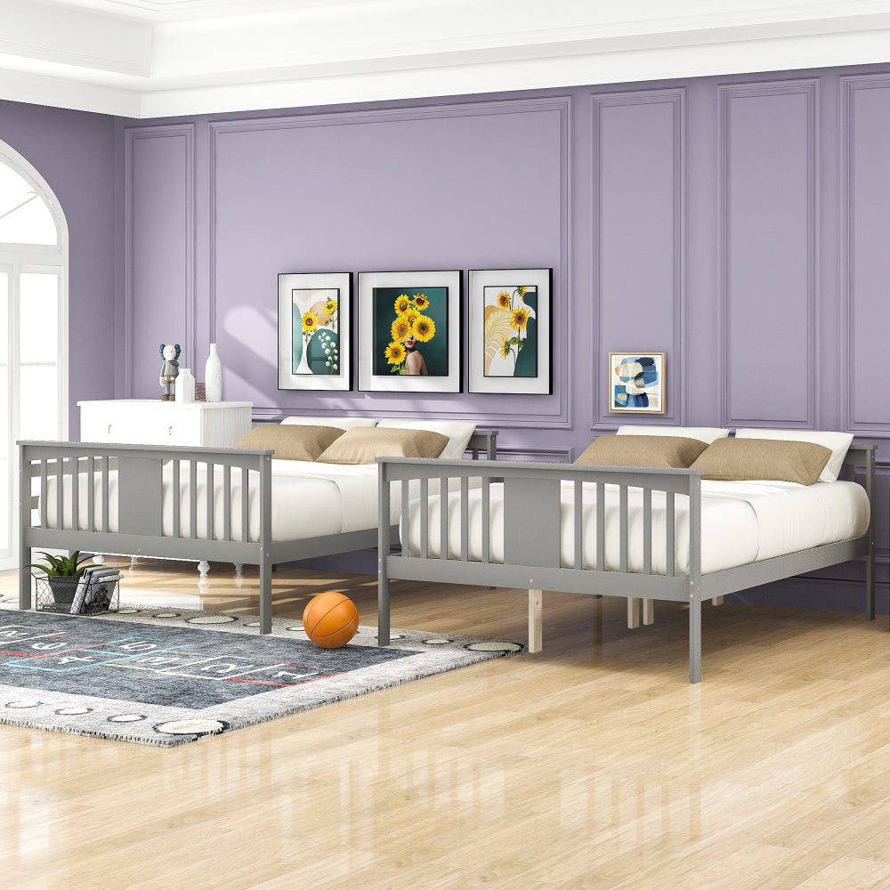 Full over Full Bunk Bed with Ladder for Bedroom, Guest Room Furniture-Gray(OLD SKU :LT000203AAE)