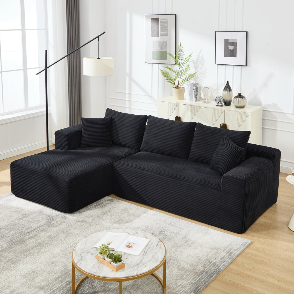 Modular Sectional Sofa Couches L-Shape Couch 3 Seat Modular Sofa Memory Foam Sectional Couches for Living Room, Cloud Couch with Oversized Chaise (Beige, Stripe (Left Facing Chaise))