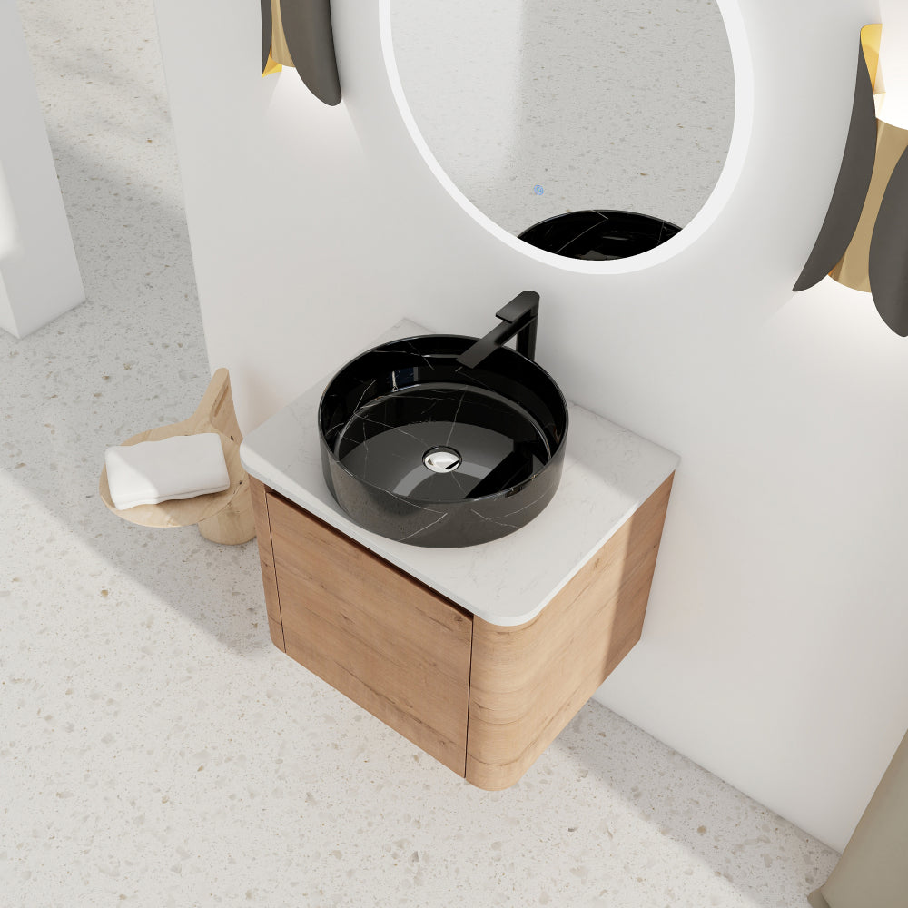 42'' Wall-Mounted Bathroom Vanity With Ceramic Art Sink, and 1-Storage Shelves, 2-Soft-Close Door, KD-Packing, Plywood