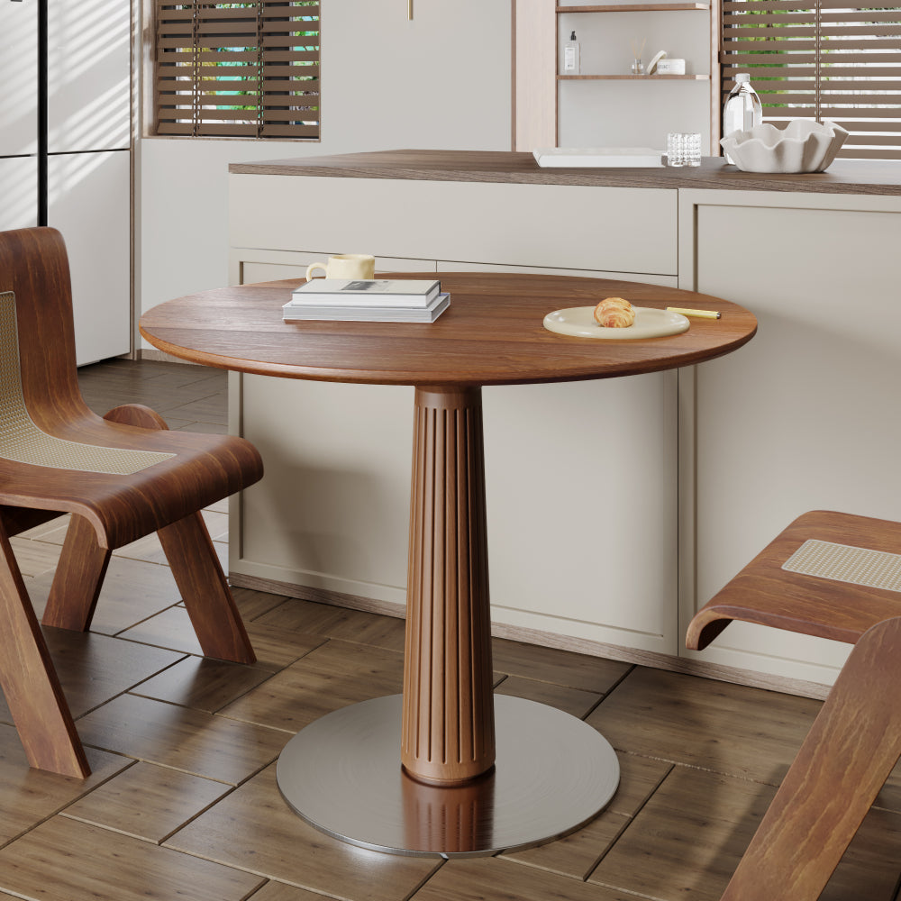 Farmhouse Round Dining Modern Bistro Table 43" - White Grey, Breakfast Nook Small Table For 2-4
