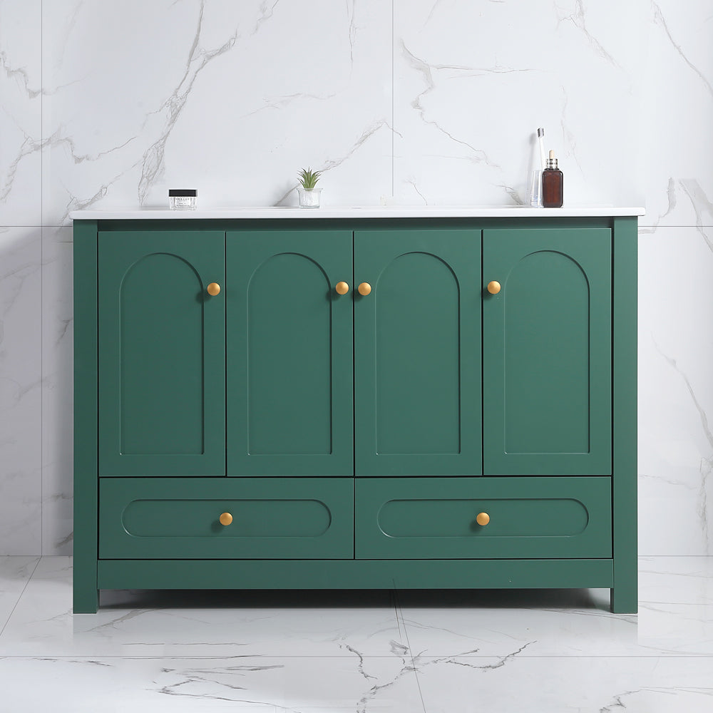 48" black Bathroom Vanity with Ceramic Sink Combo, Abundant Storage Cabinet -4 Soft close doors and 2drawers