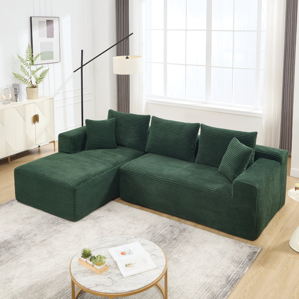 Modular Sectional Sofa Couches L-Shape Couch 3 Seat Modular Sofa Memory Foam Sectional Couches for Living Room, Cloud Couch with Oversized Chaise (Beige, Stripe (Left Facing Chaise))